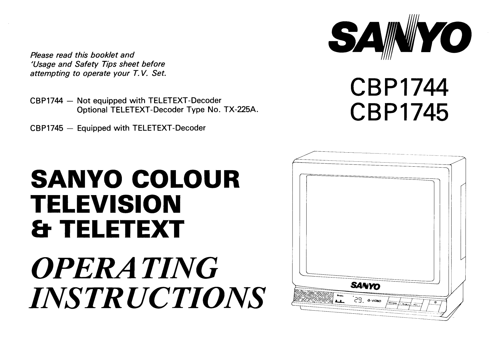 Sanyo CBP1744, CBP1745 Instruction Manual