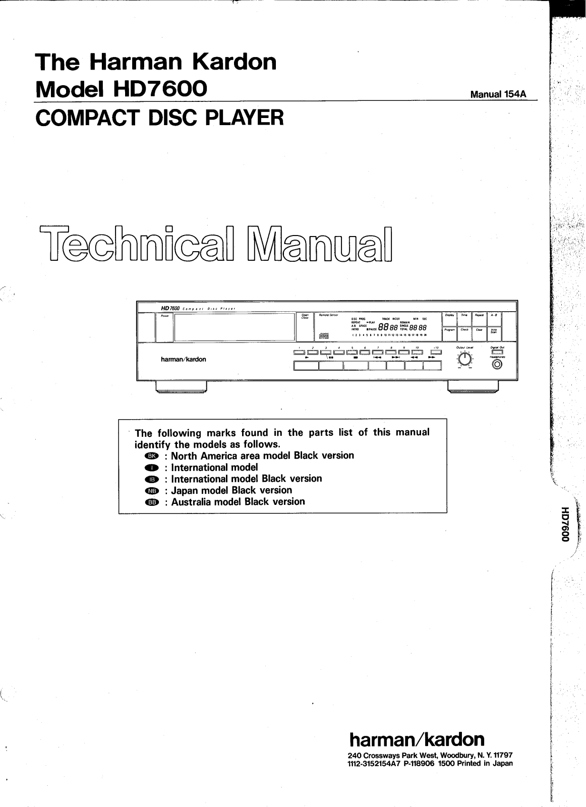 Harman Kardon HD-7600 Service manual
