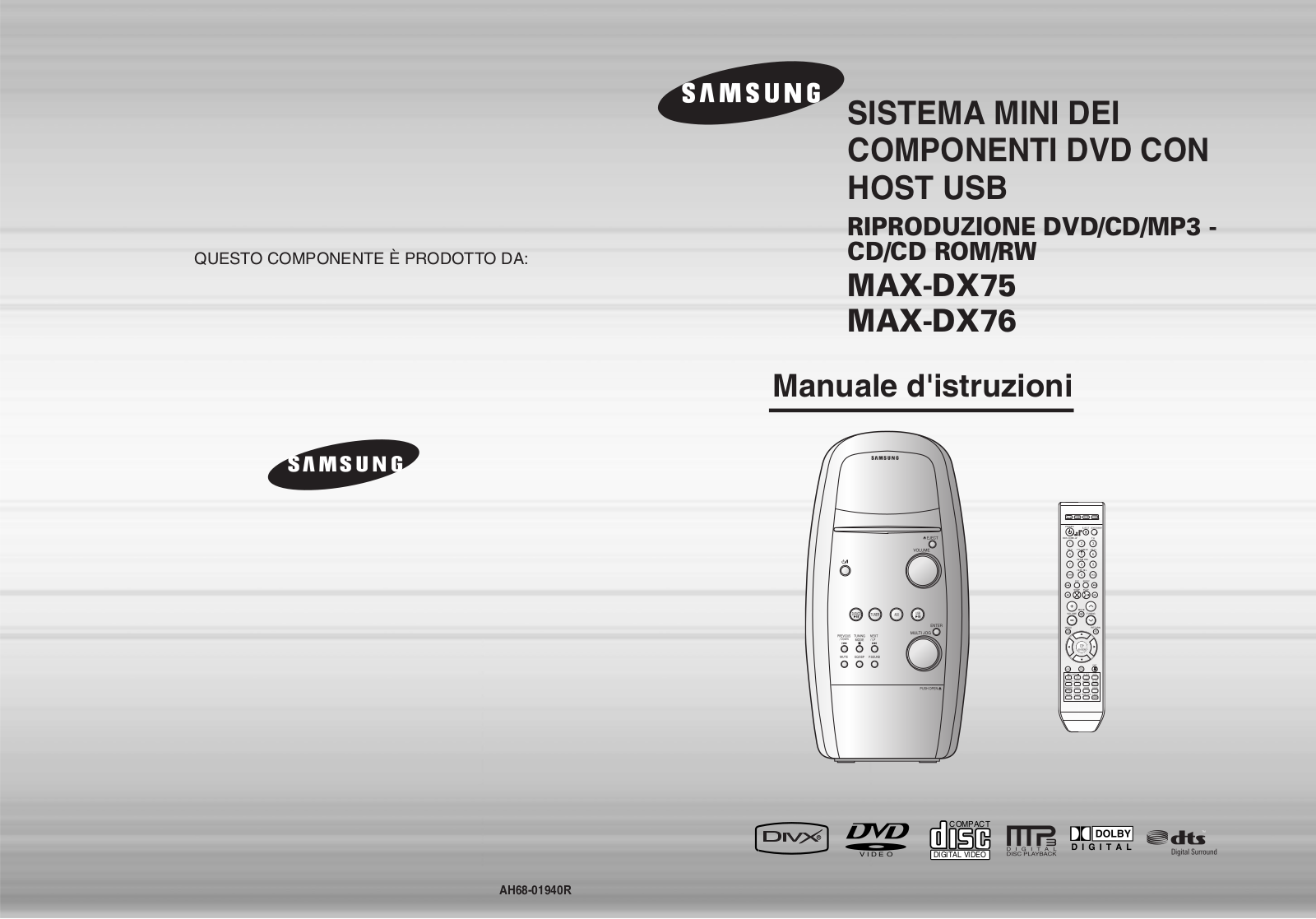 Samsung MAX-DX75, MAX-DX75R Manual
