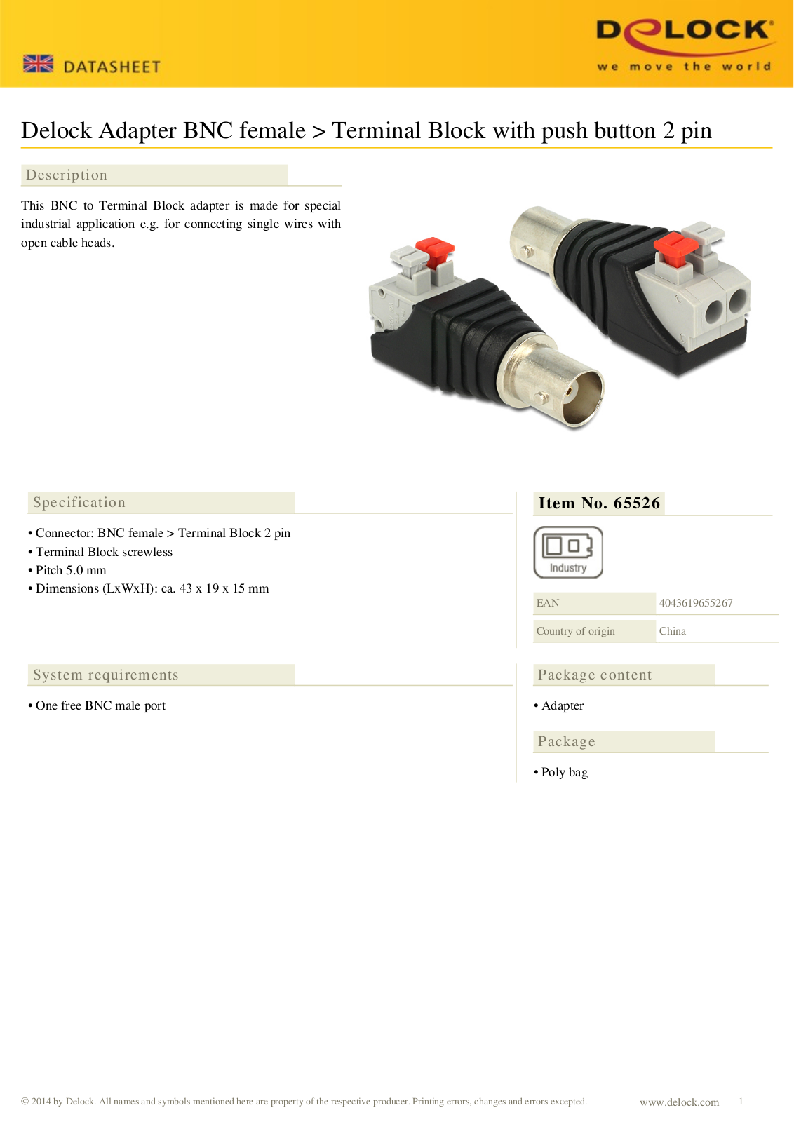 DELOCK 65526 Datasheet - ManualMachine.com