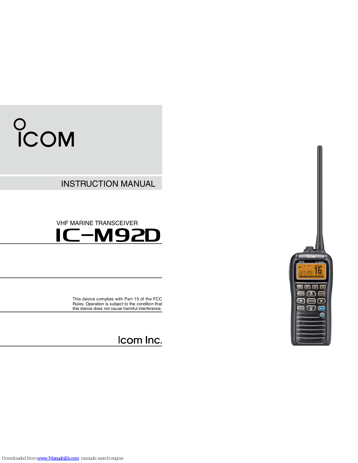 Icom IC-M92D Instruction Manual