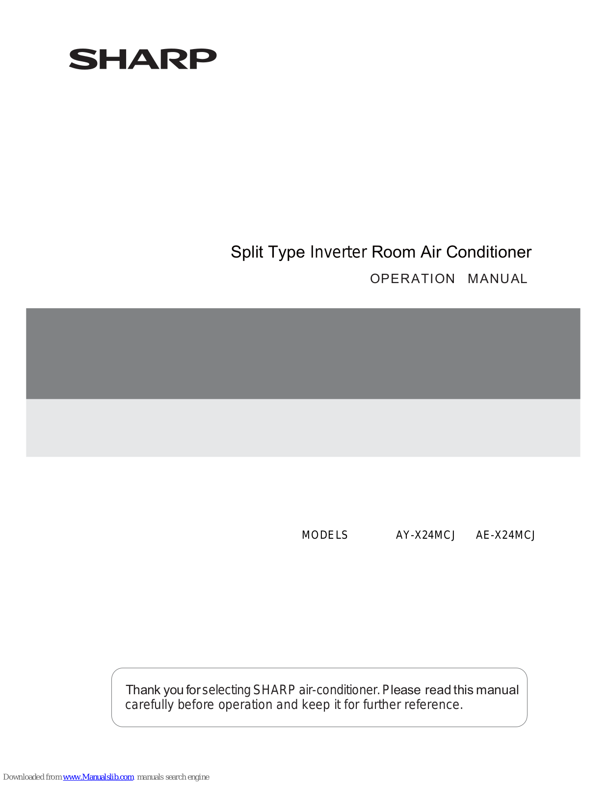 Sharp AY-X24MCJ, AE-X24MCJ Operation Manual