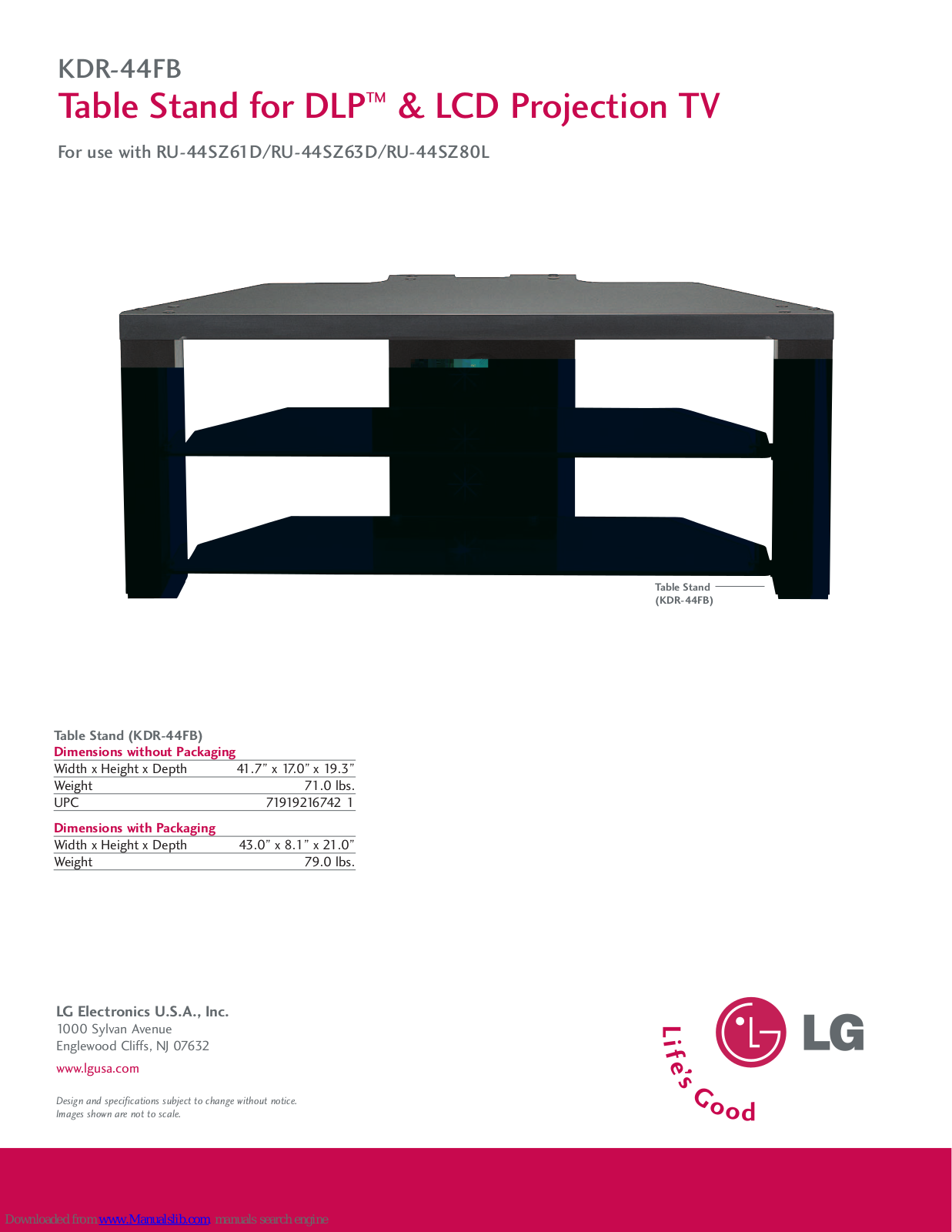 LG KDR-44FB Dimensions