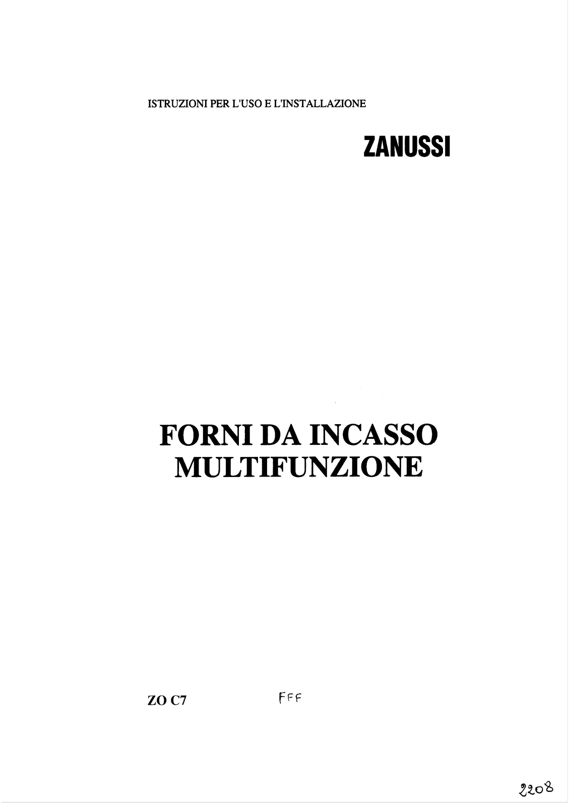 Zanussi ZOC7 User Manual