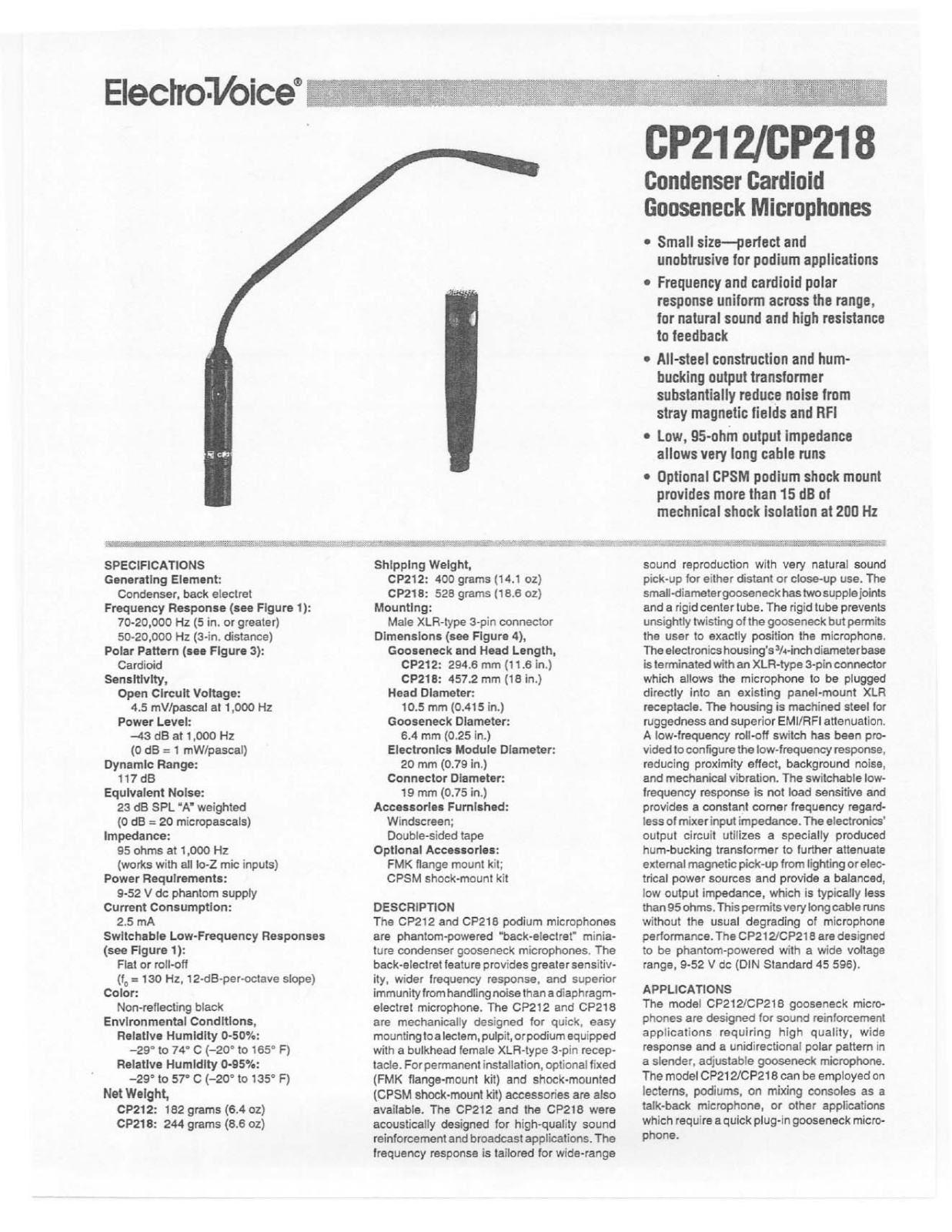 Electro-Voice CP218, CP212 User Manual