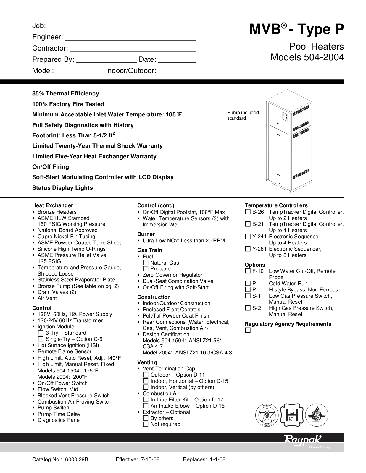 Raypak P-1104 User Manual