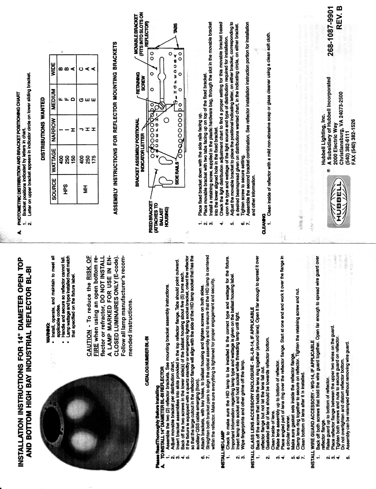 Hubbell Lighting BL-BI REFLECTOR User Manual