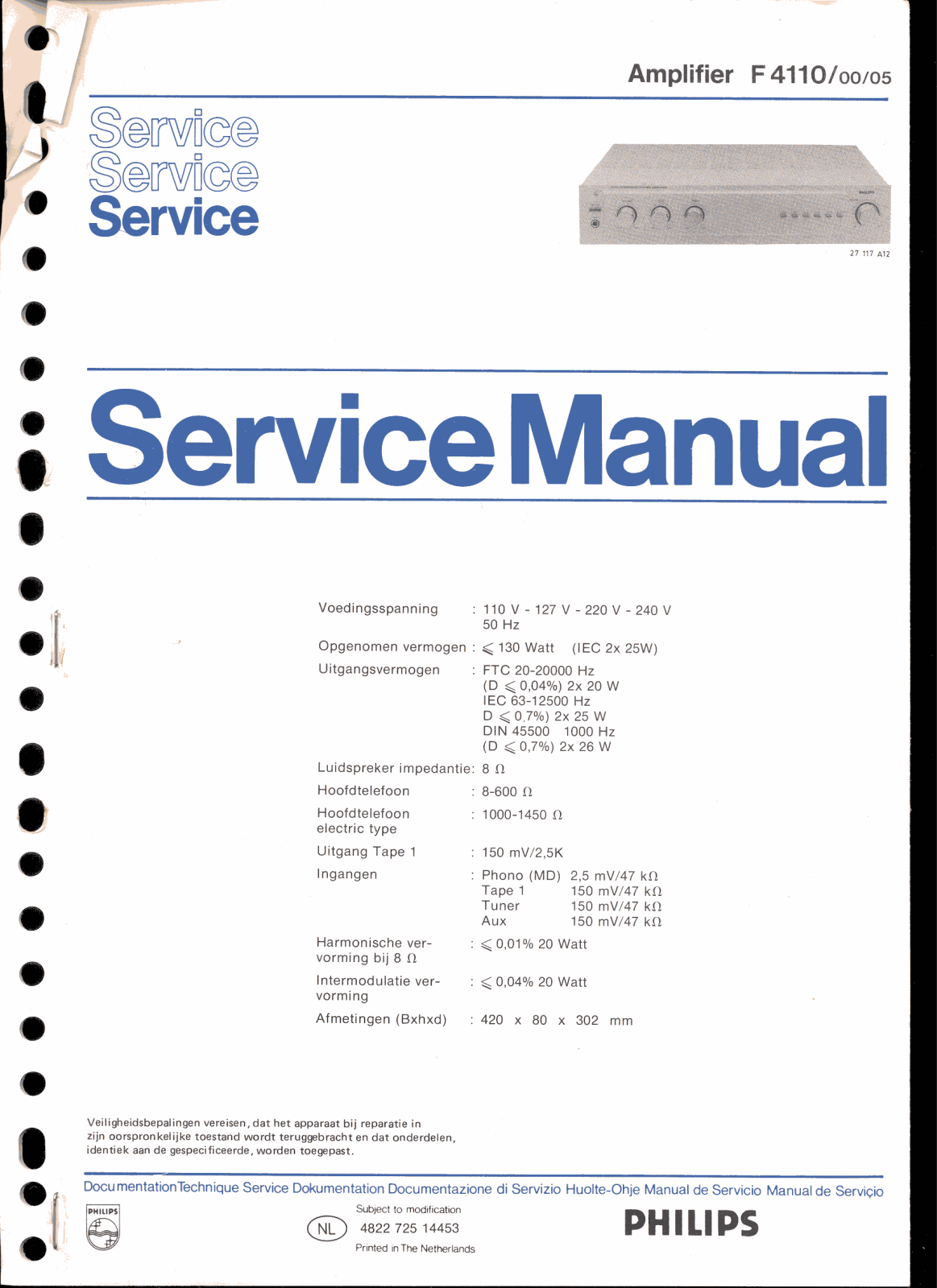 Philips F-4110 Service manual