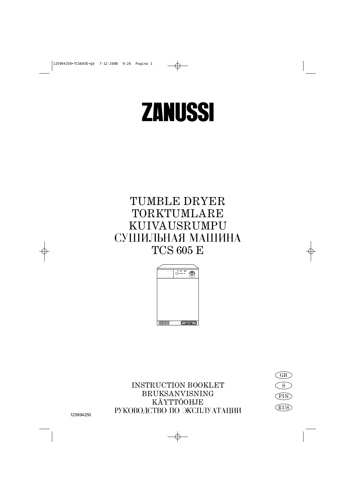 Zanussi TCS 605 E User Manual
