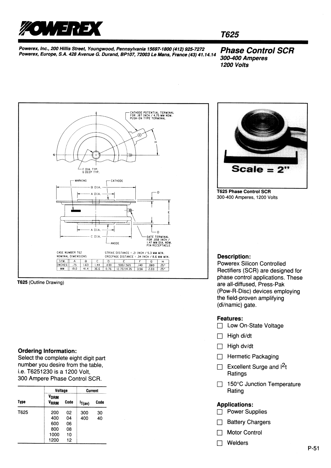 POWEREX T625083004DN, T625074004DN, T625073004DN, T625064004DN, T625063004DN Datasheet