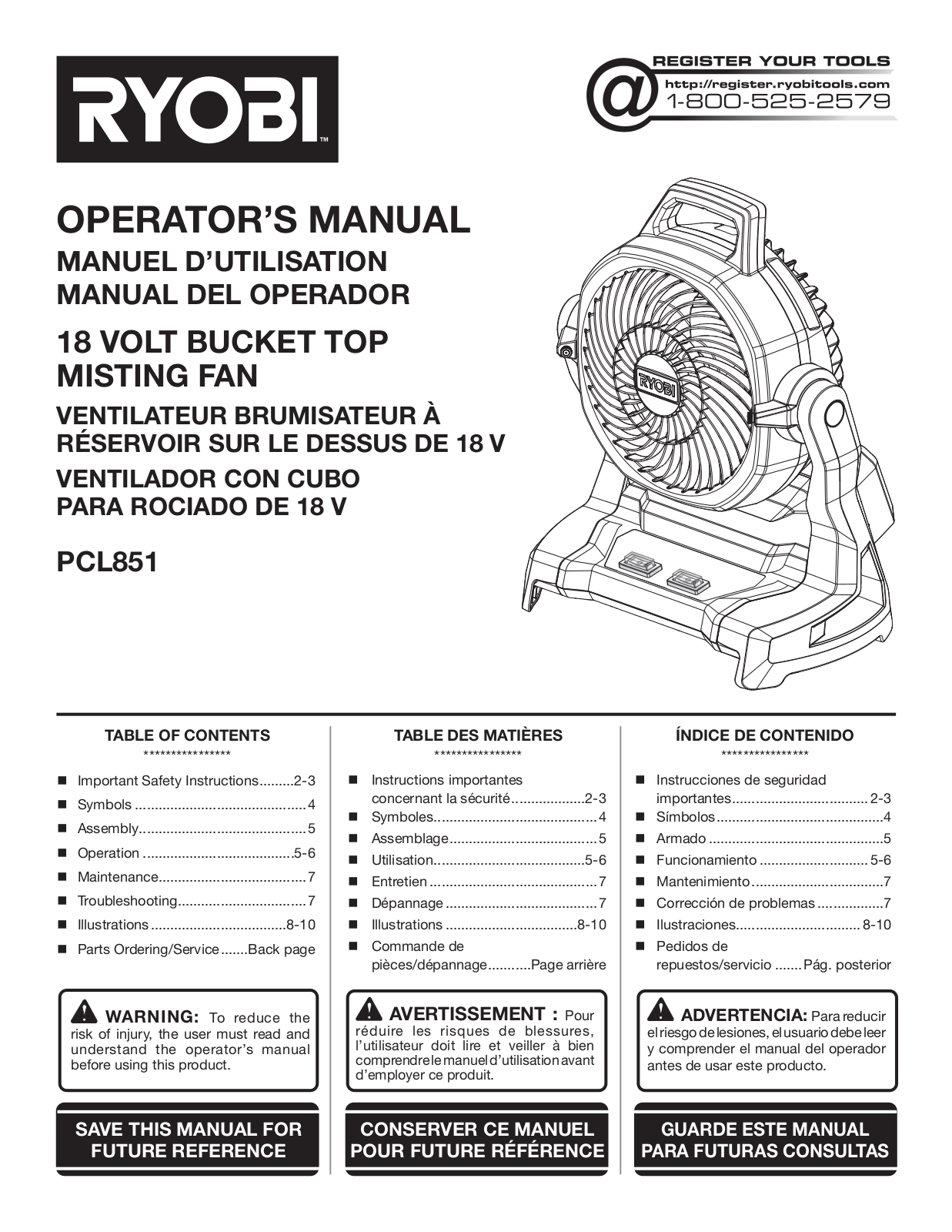 Ryobi PCL851 user guide - ManualMachine.com