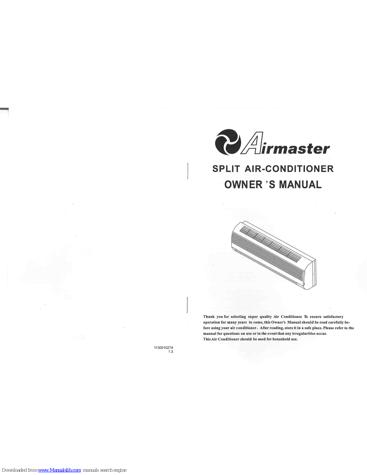 Palsonic Airmaster A12HR410, Airmaster A18HR410, Airmaster A24HR410, Airmaster A7HR410, Airmaster A9HR410 Owner's Manual