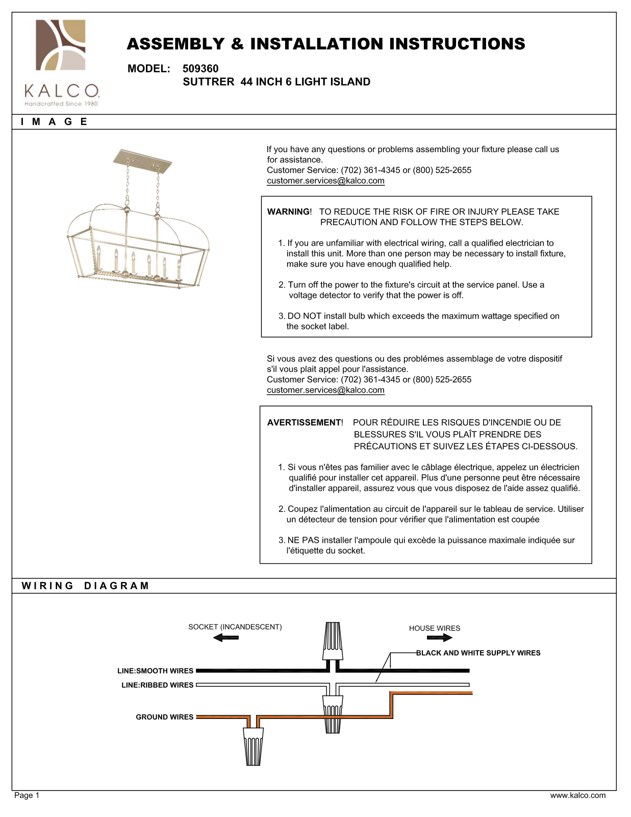 Kalco 509360WS Assembly Guide