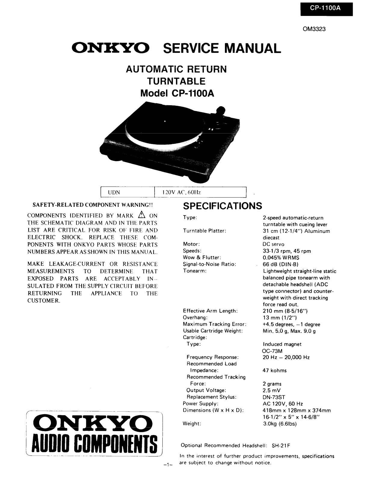 Onkyo CP-1100-A Service manual