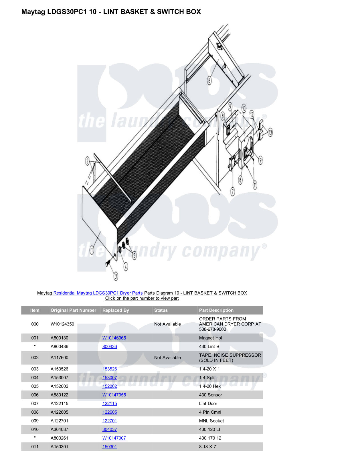 Maytag LDGS30PC1 Parts Diagram