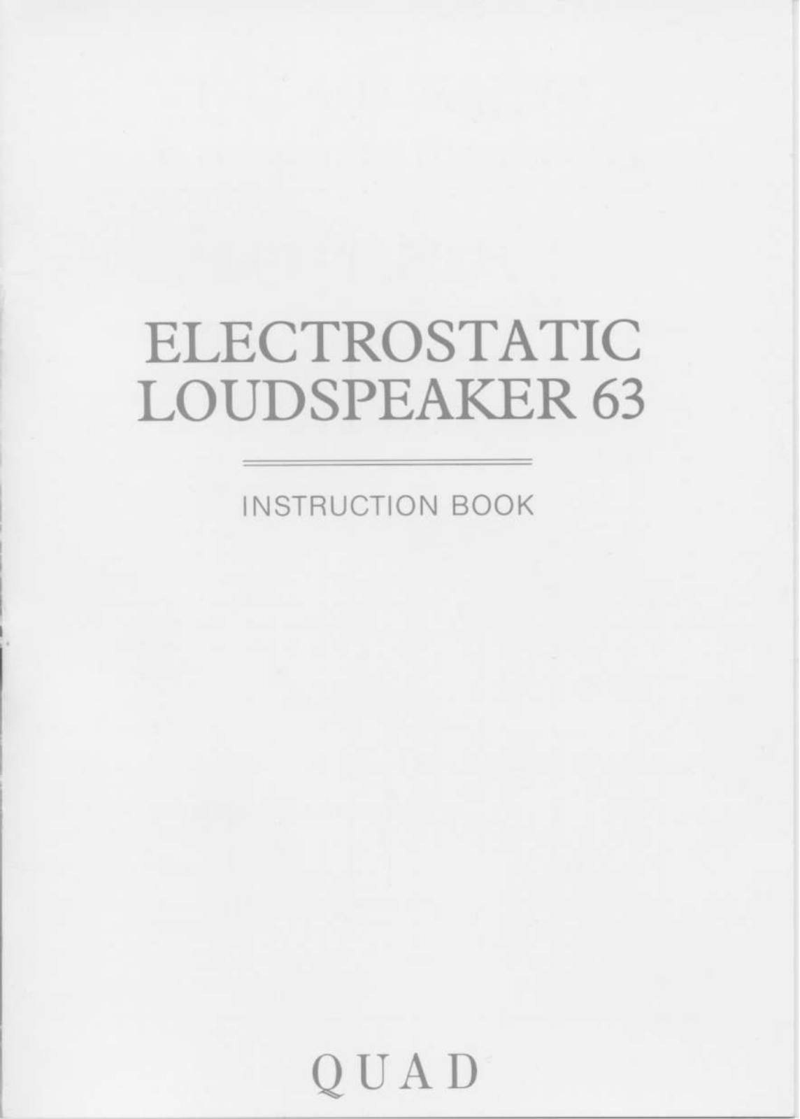 Quad ESL-63 Owners manual