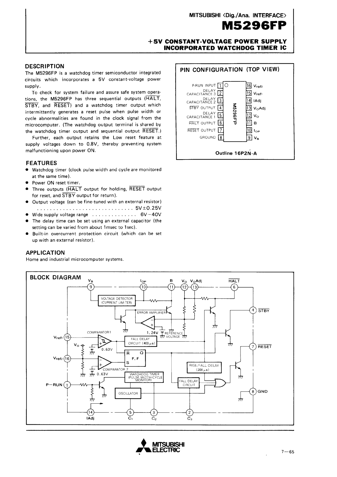 Mitsubishi M5296FP Datasheet