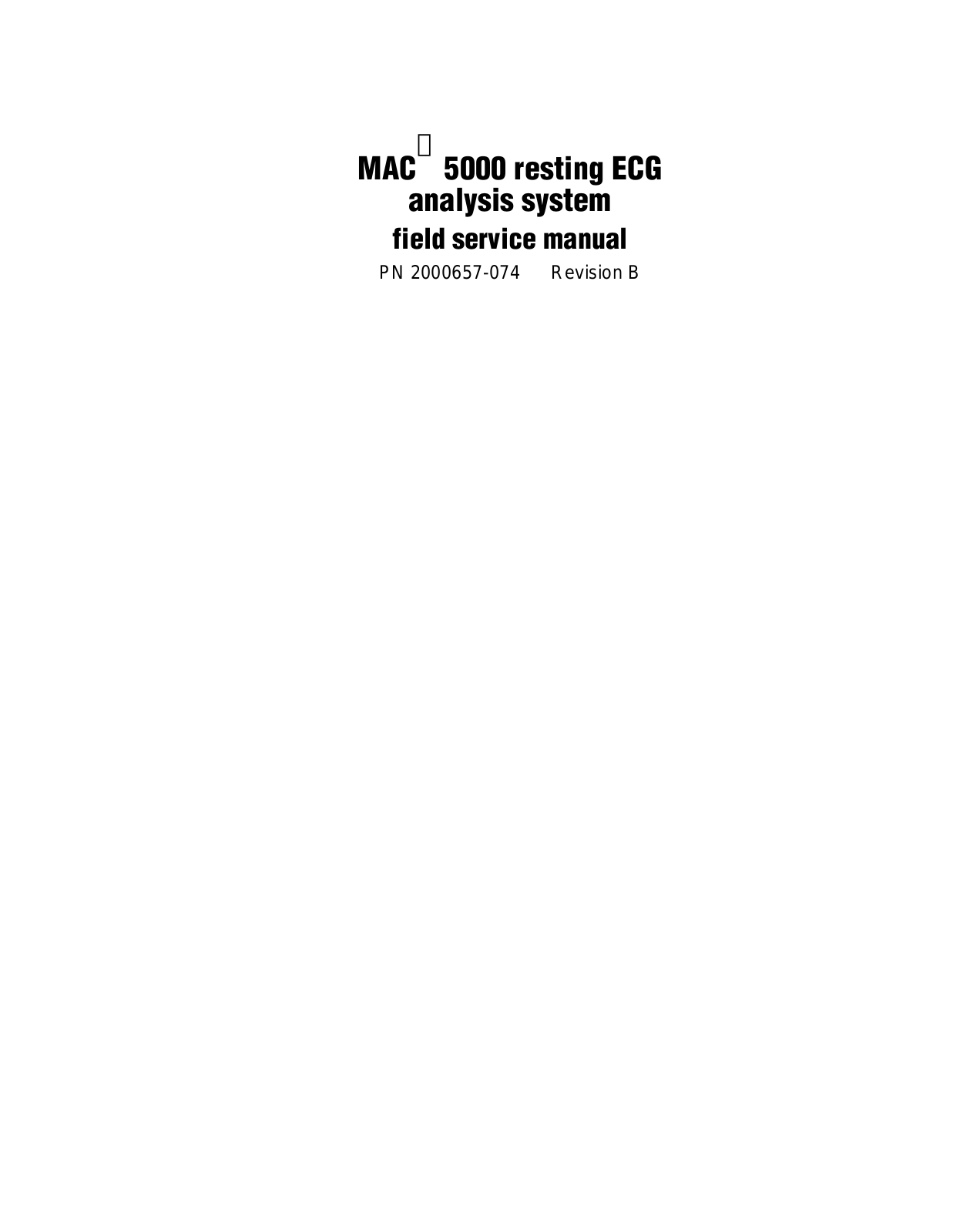 GE MAC 5000 Service manual