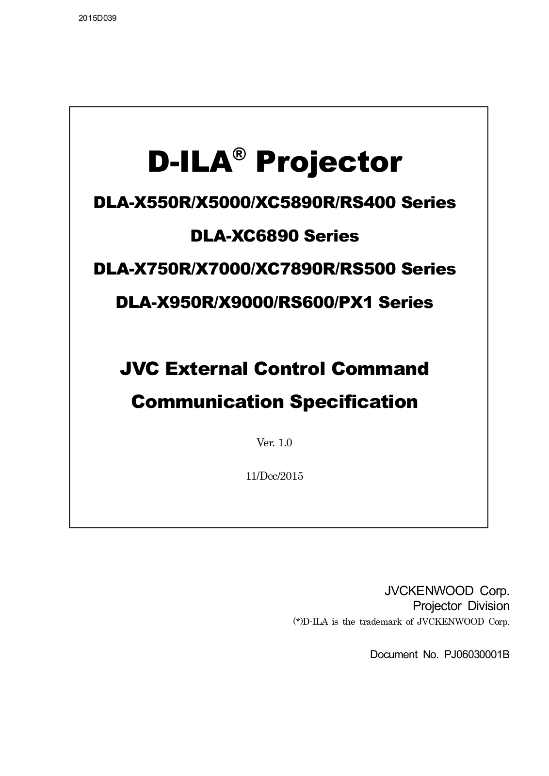 JVC DLA-X5000 User Manual