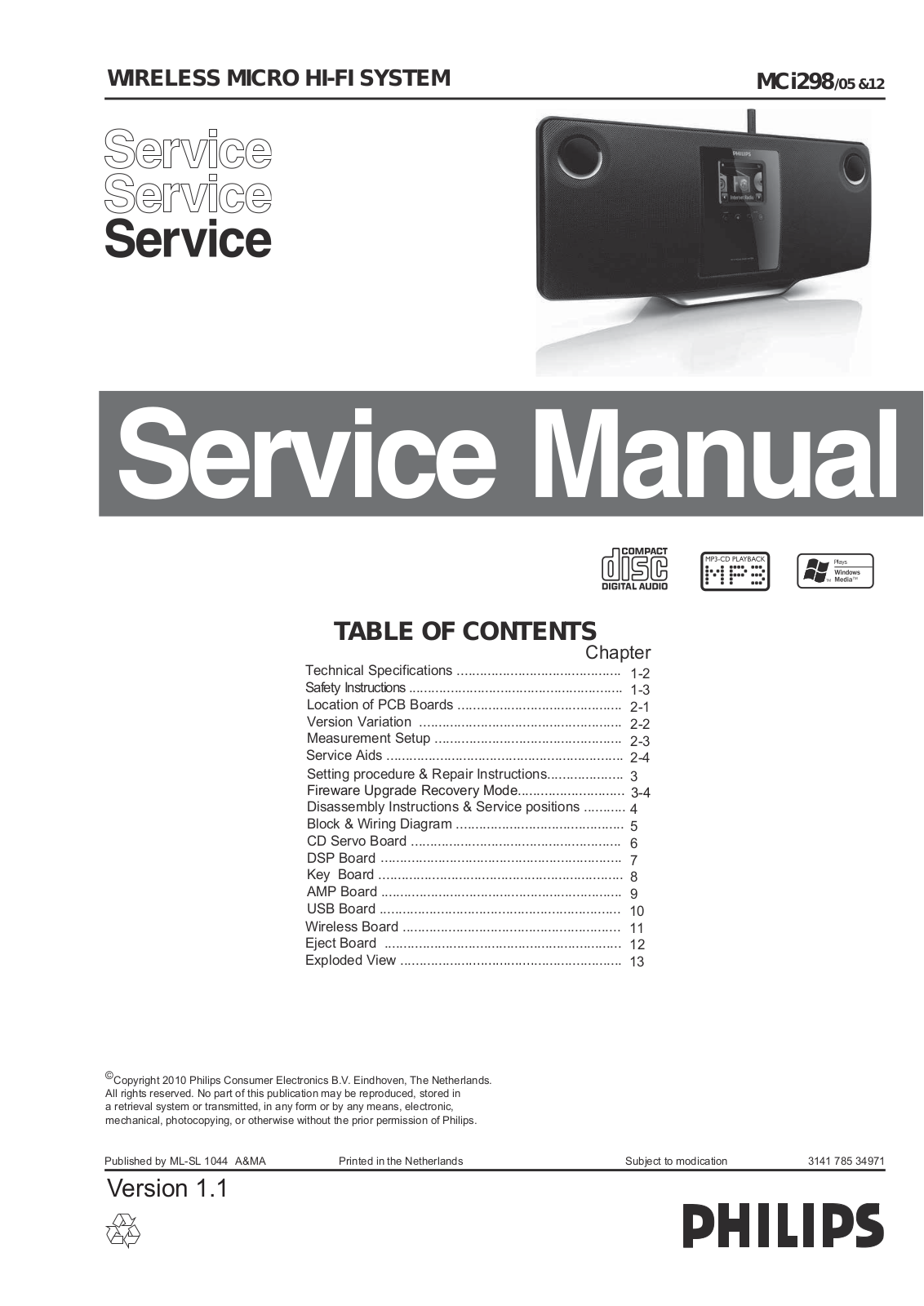 Philips MCI-298 Service Manual