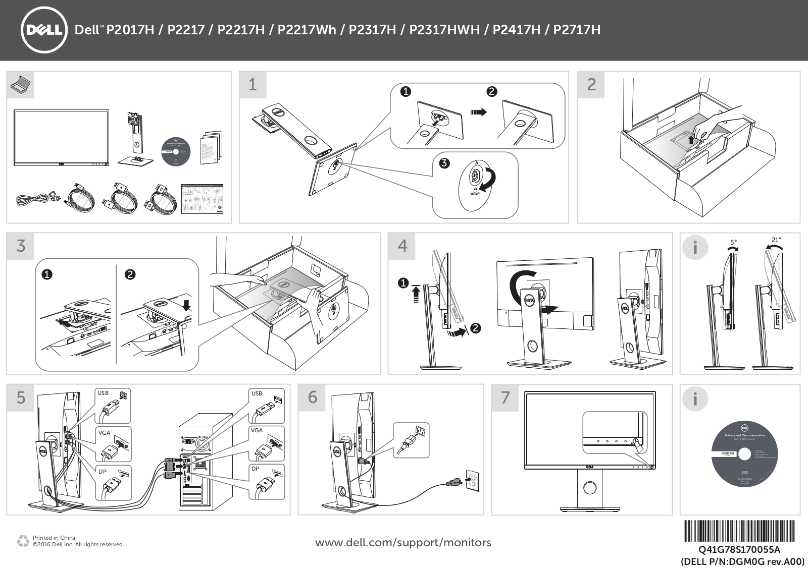 Dell P2317H, P2717H, P2317HWH, P2417H, P2217WH User Manual