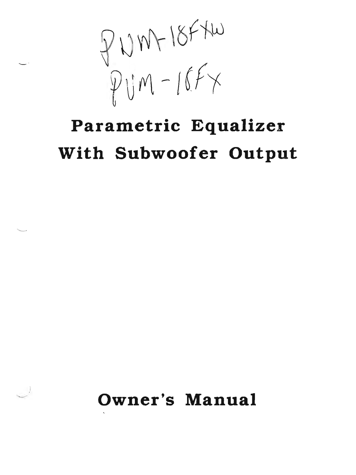 Power Acoustik PWM-18FXW Owners Manual