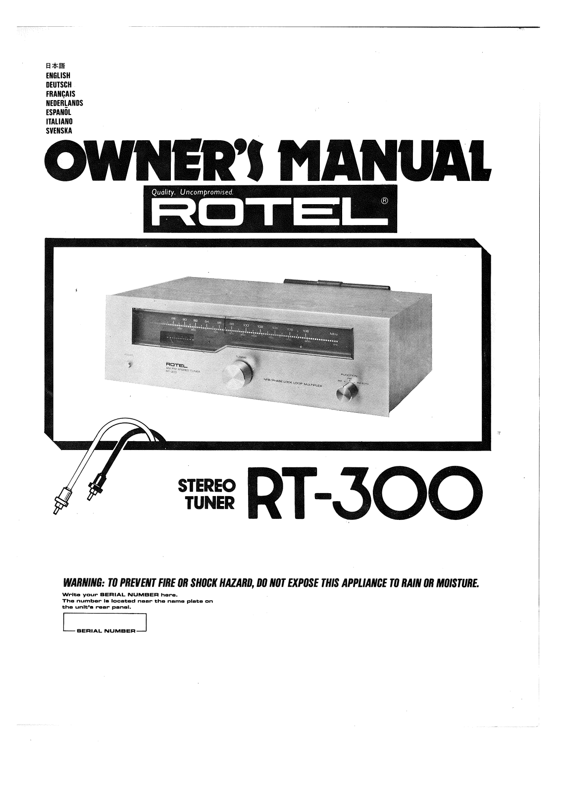 Rotel RT-300 User Manual