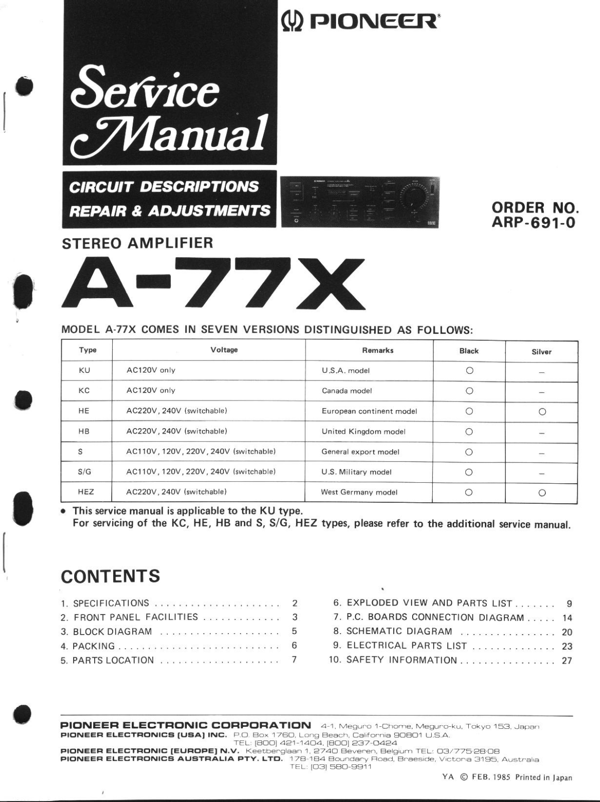 Pioneer A-77-X Service manual