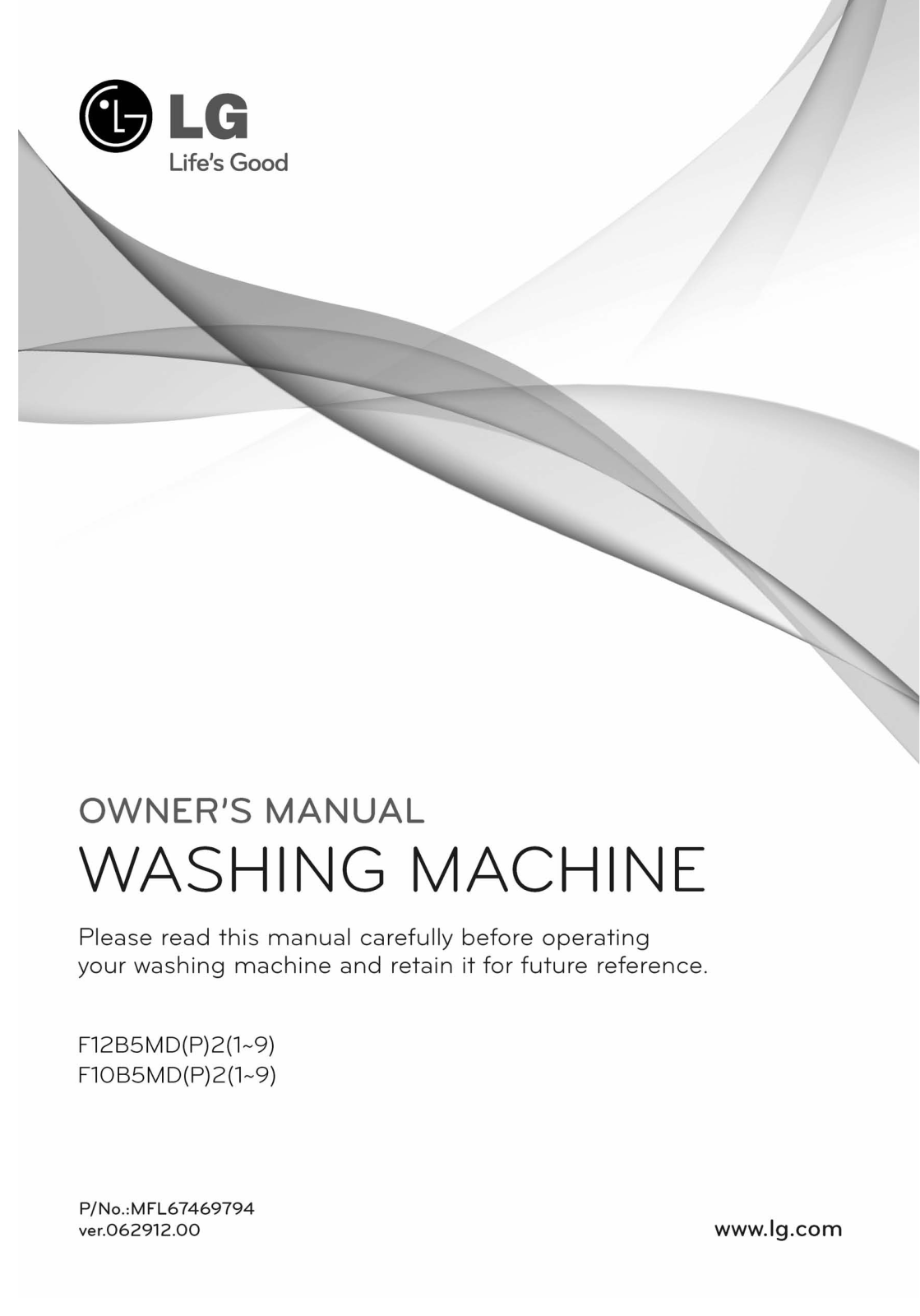 LG F10B5NDP25, F10B5MD2 Owner’s Manual