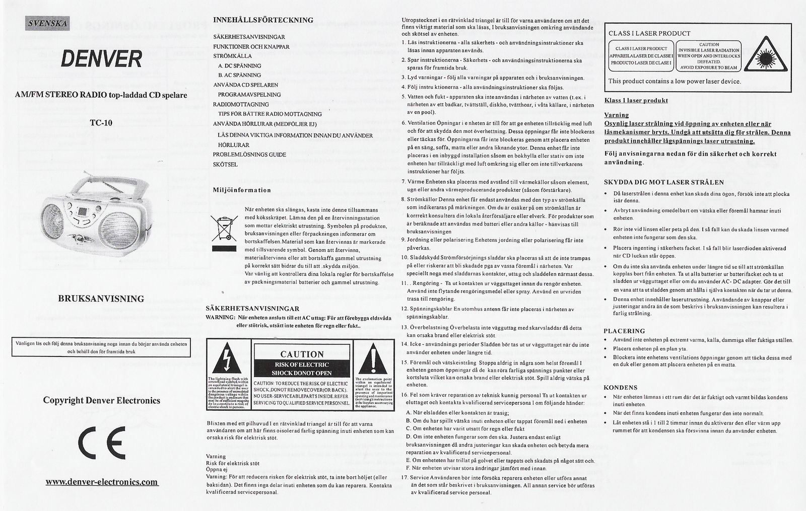 Denver TC-10 User Manual