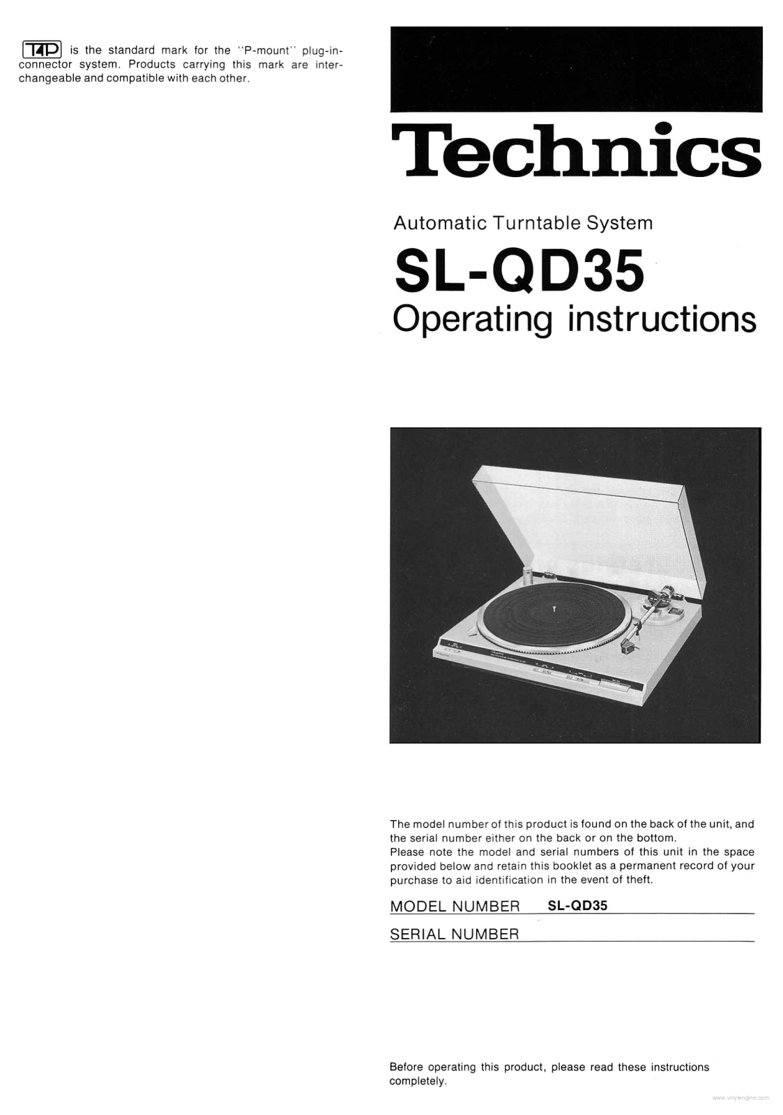 Technics SL-QD-35 Owners Manual