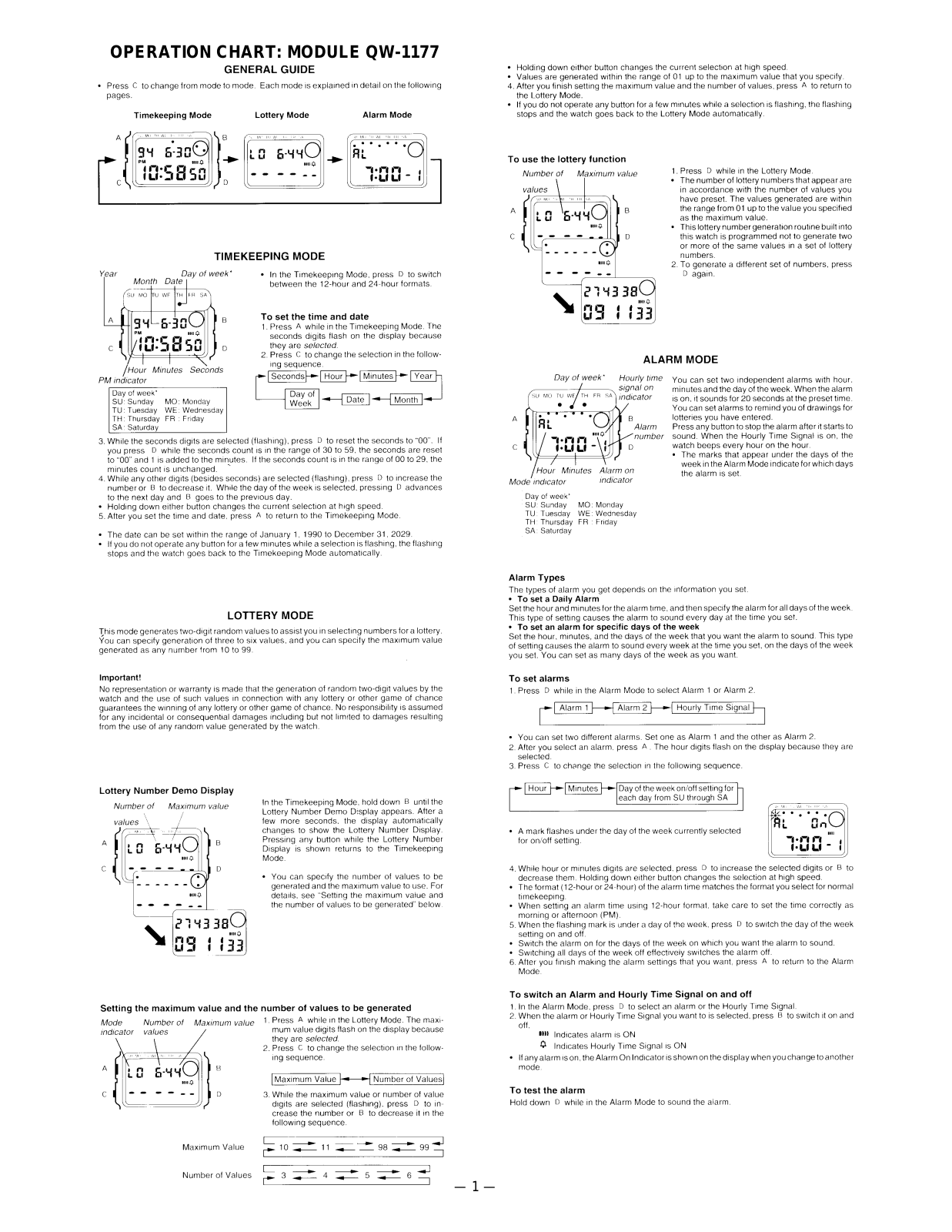 Casio 1177 Owner's Manual