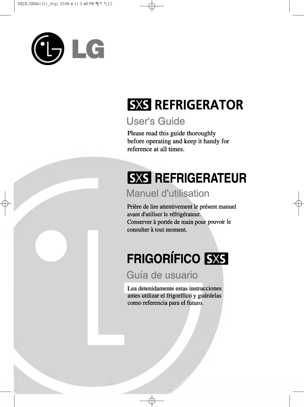 LG GR-B197RLQ Instruction manual