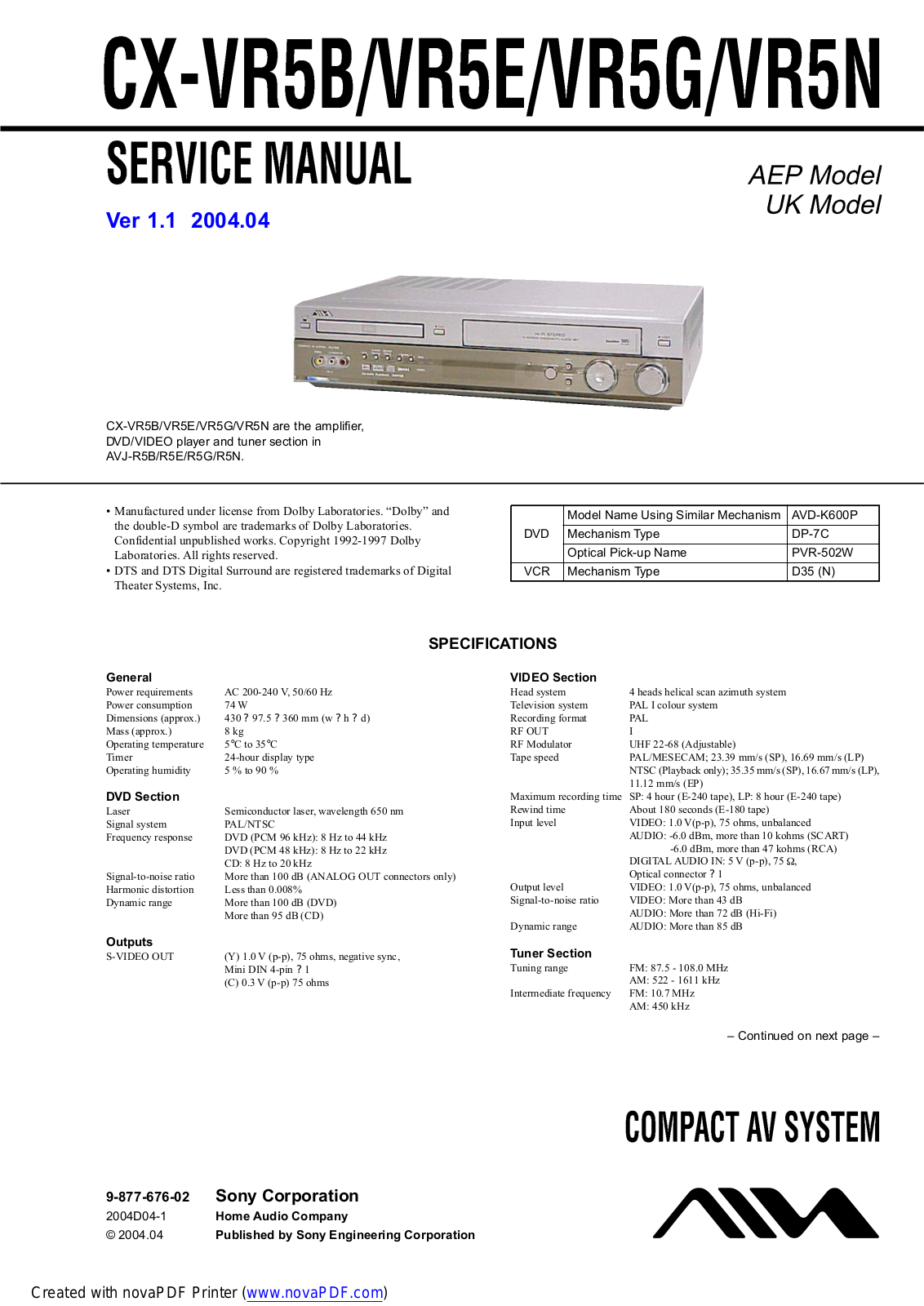 Aiwa CX-VR5B, CX-VR5N, CX-VR5E, CX-VR5G Service Manual