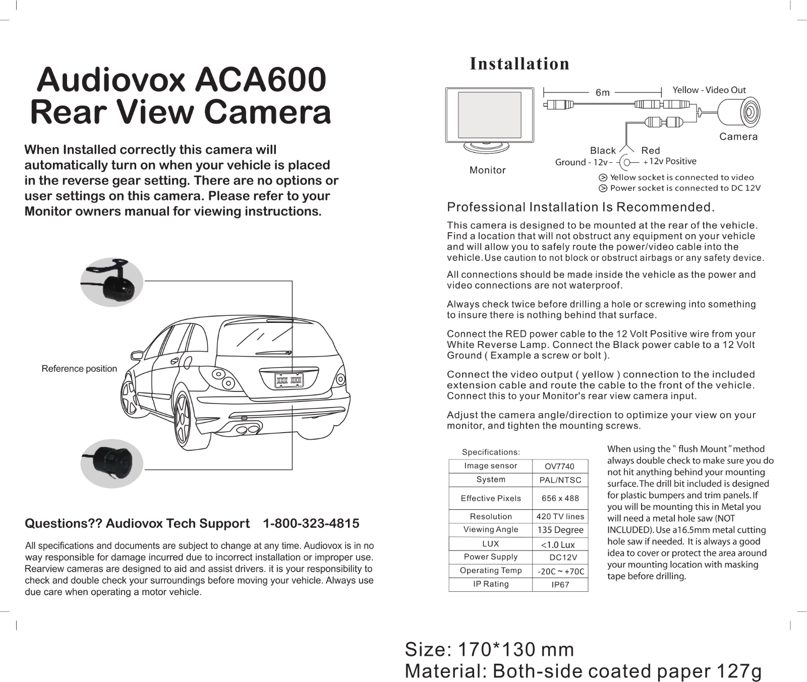 Audiovox ACA600 Installation Manual