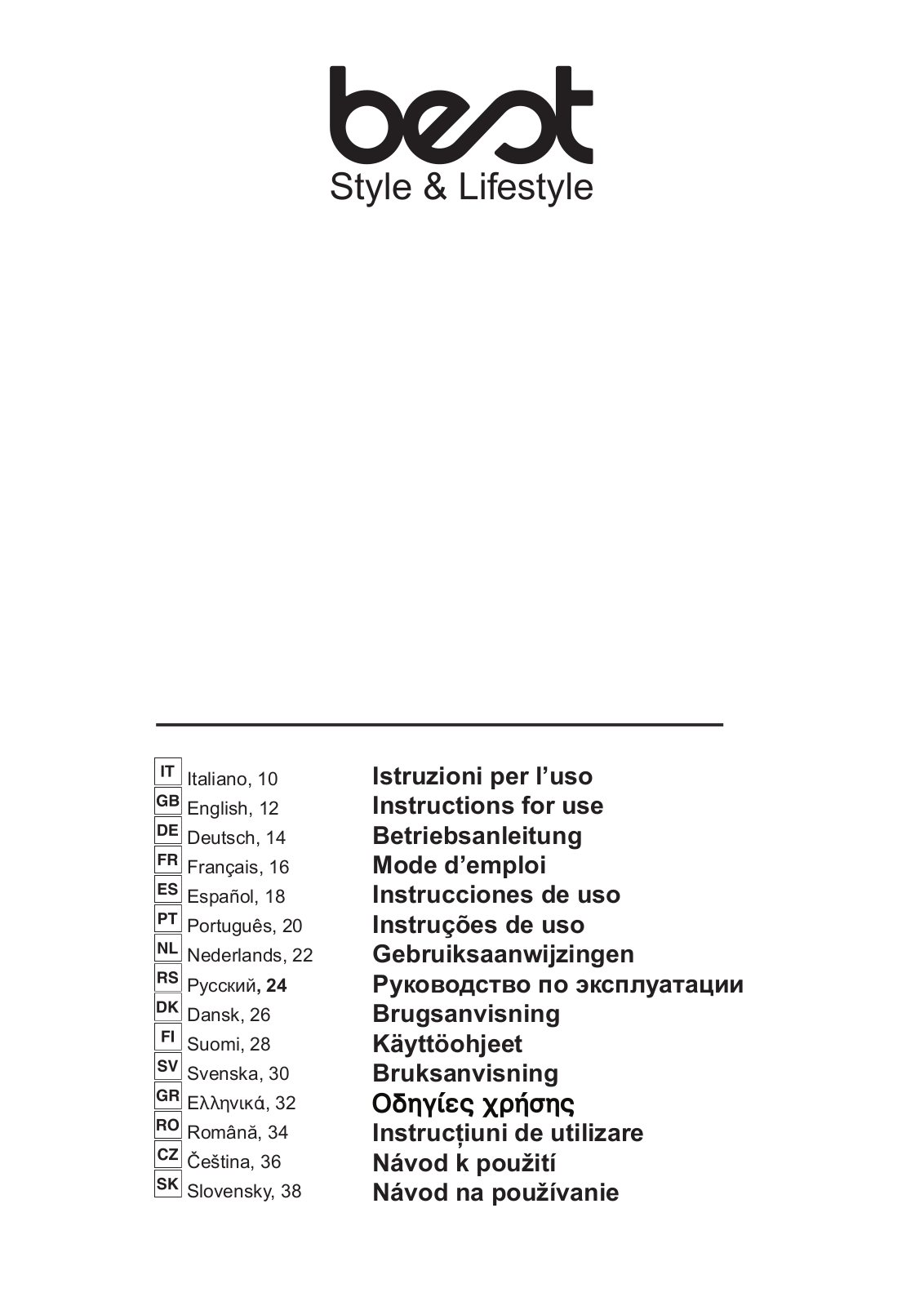 BEST BREAK 800, PARADE, STREET 800 User Manual