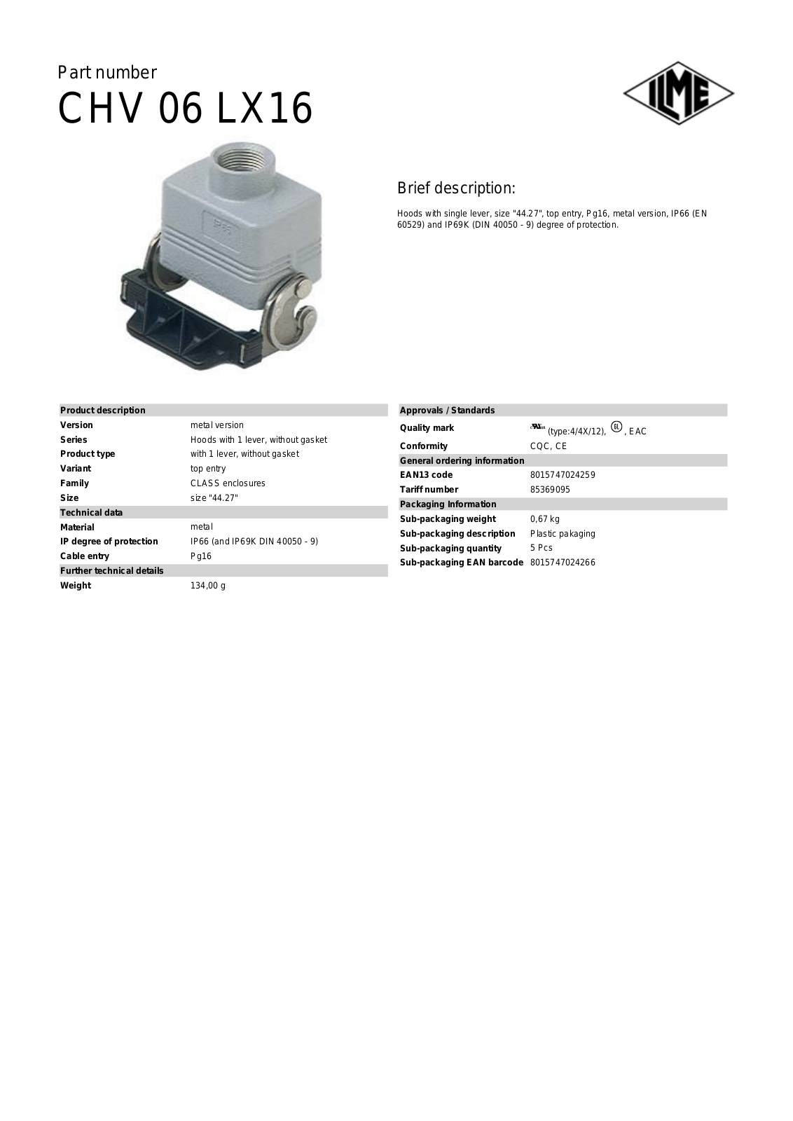 ILME CHV-06LX16 Data Sheet