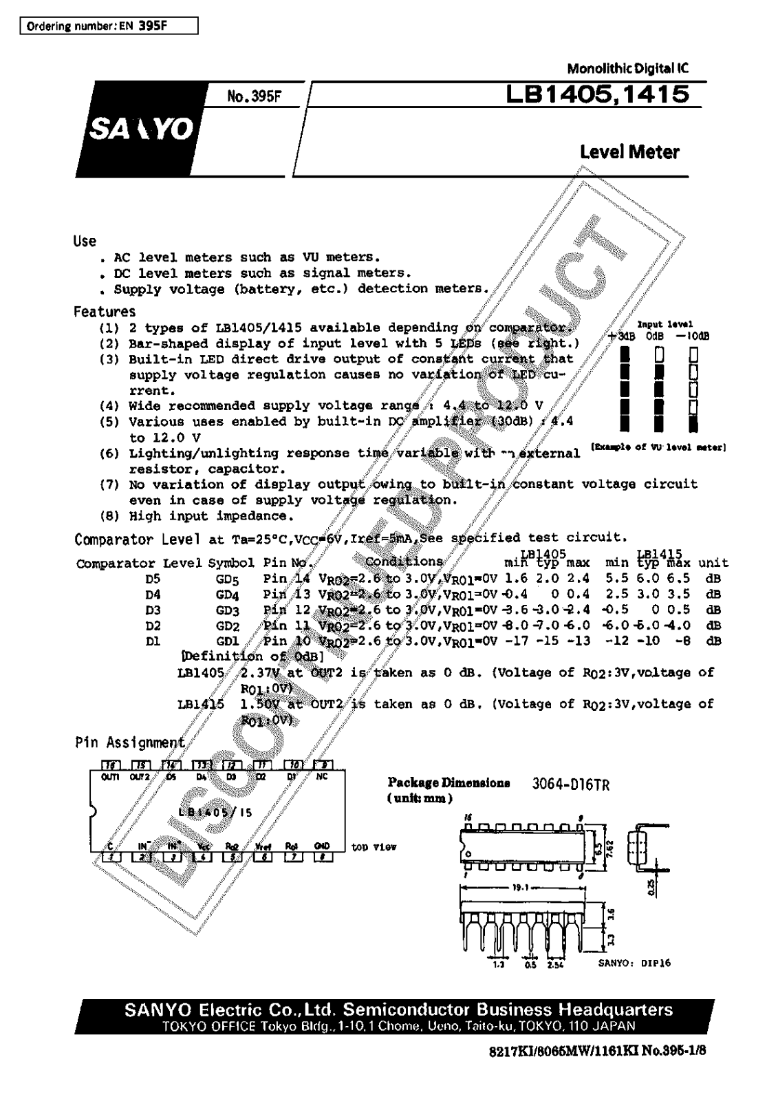 Sanyo LB1415 Specifications