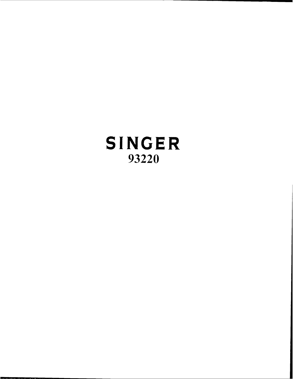 Singer 93220 User Manual