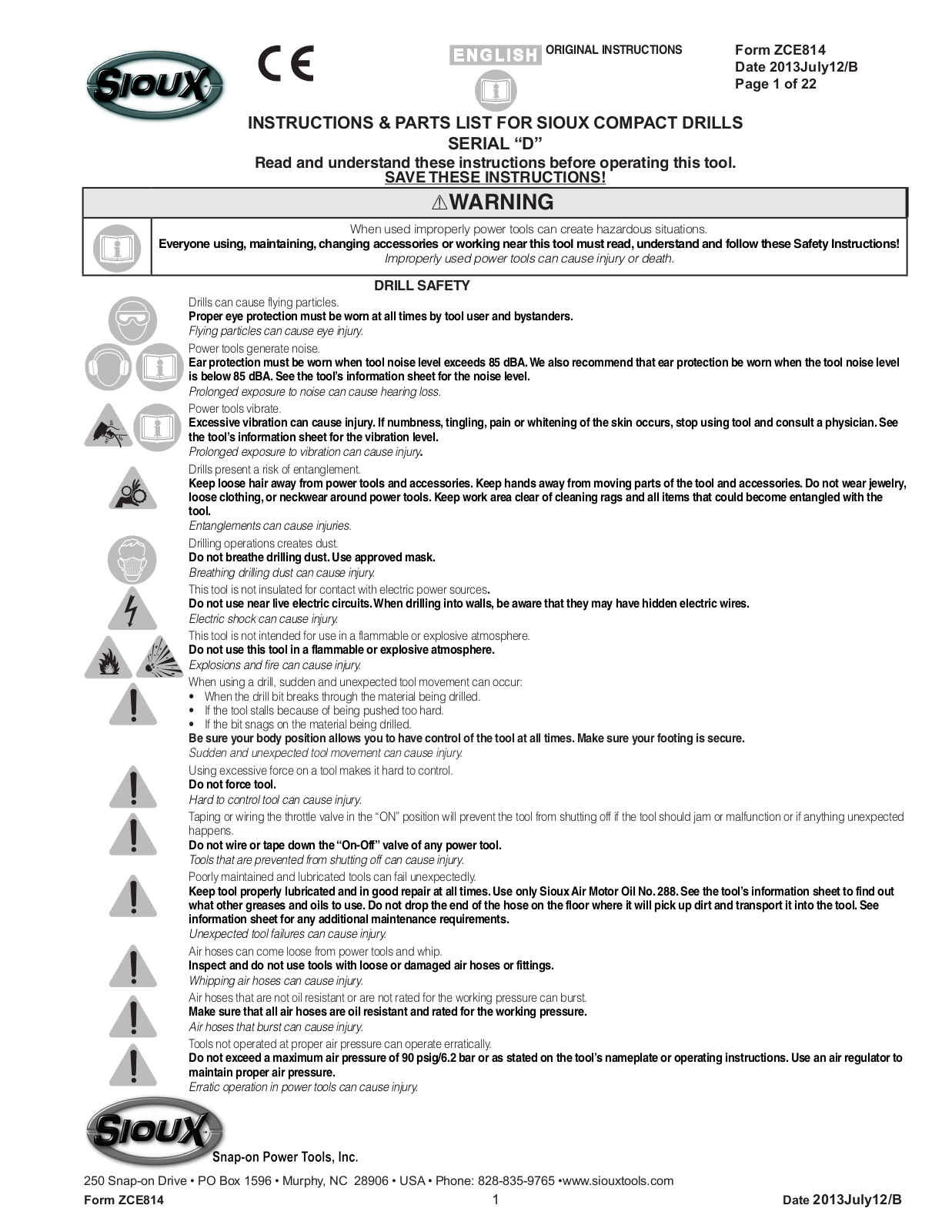 Sioux COMPACT DRILLS User Manual - ManualMachine.com