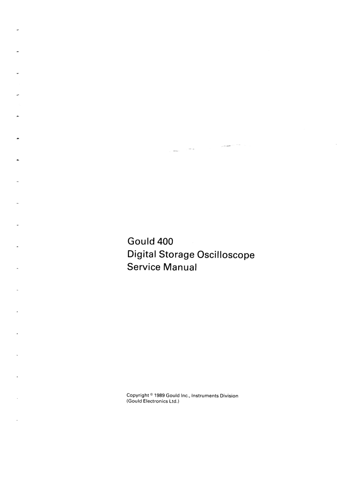 Gould 400 Service Manual