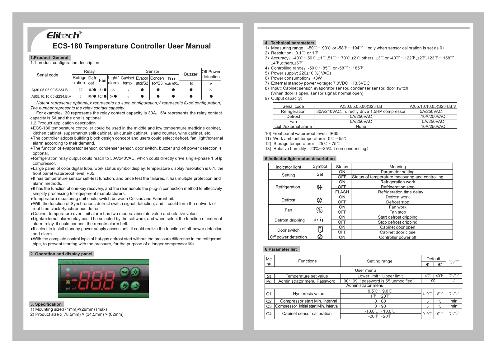 Elitech ECS-180 User Manual