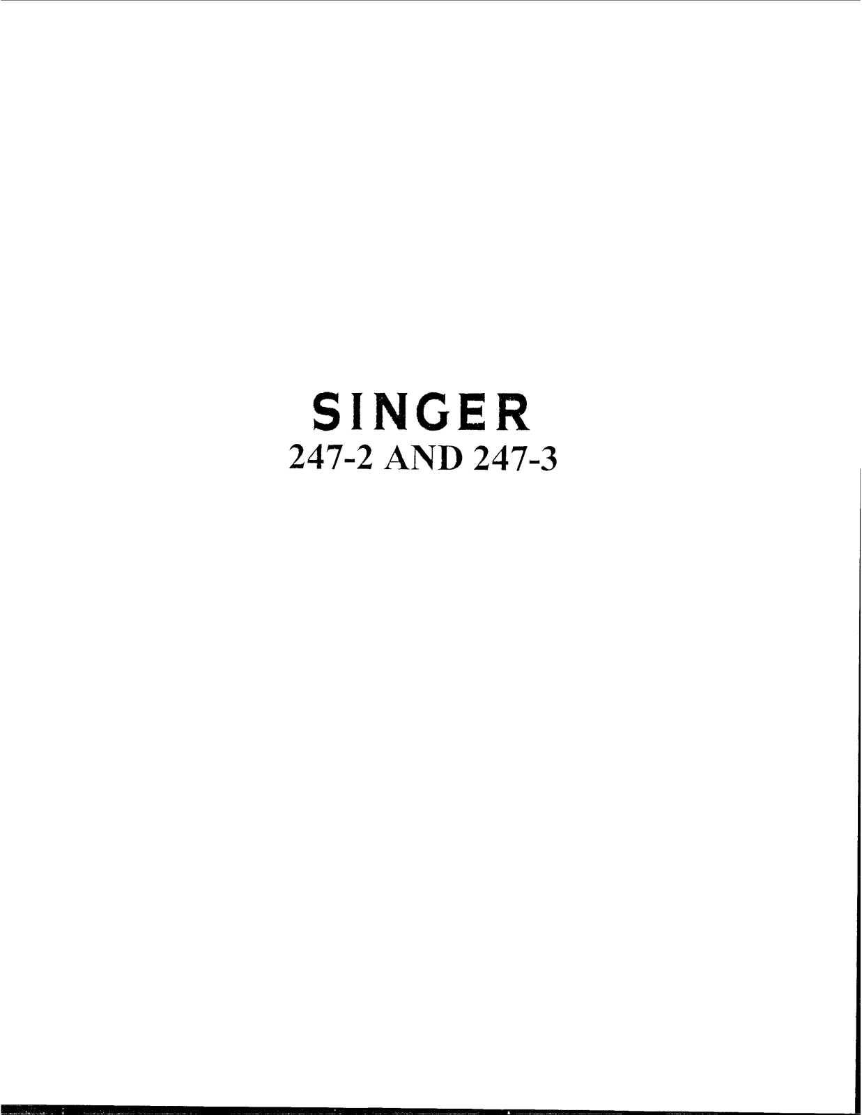 Singer 247-2 User Manual