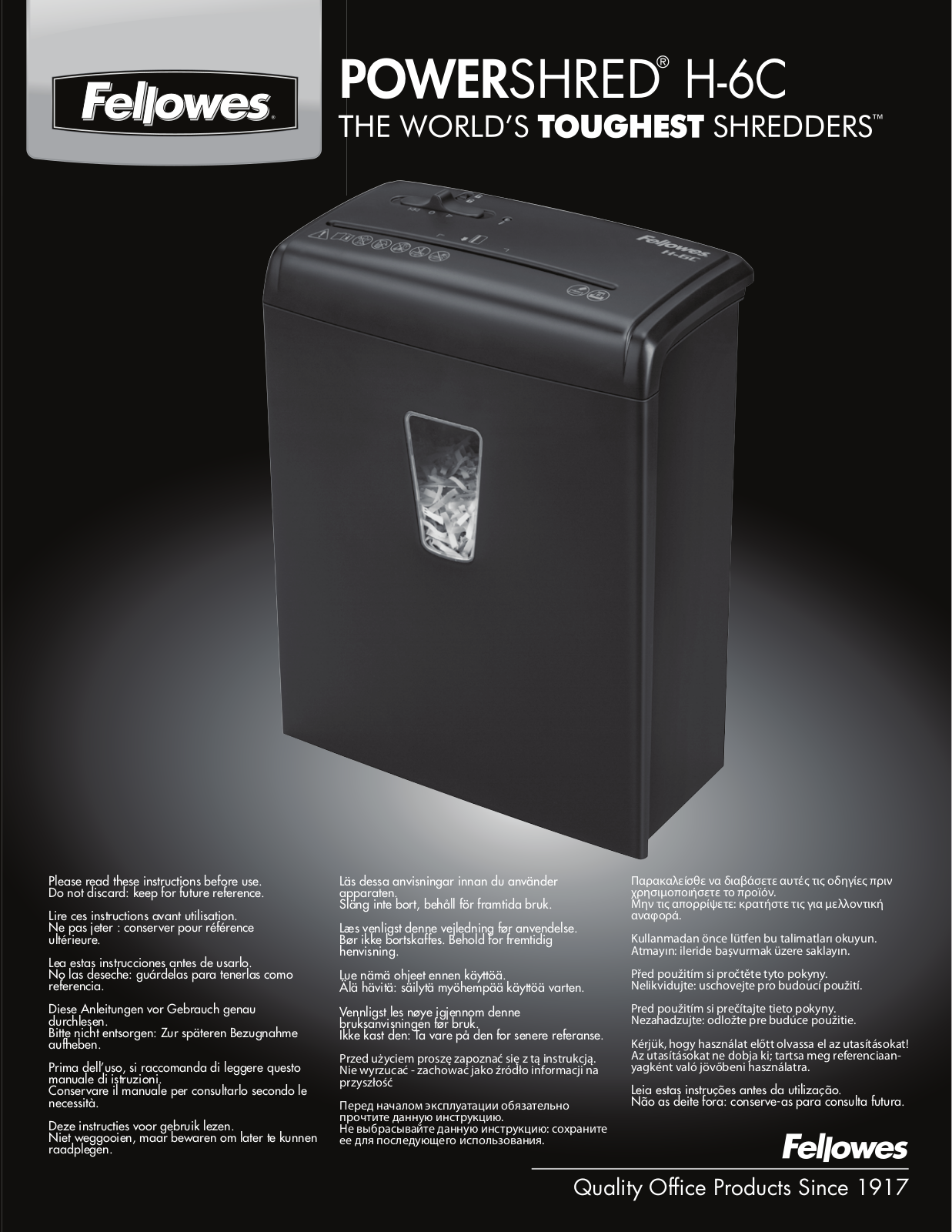 Fellowes POWERSHRED H-6C User guide