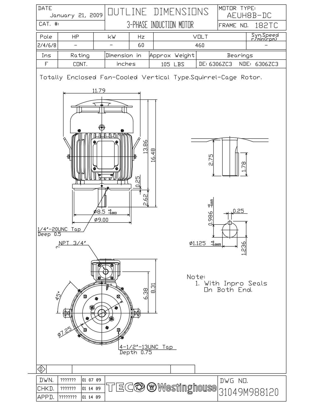 Teco HBV0032C Reference Drawing