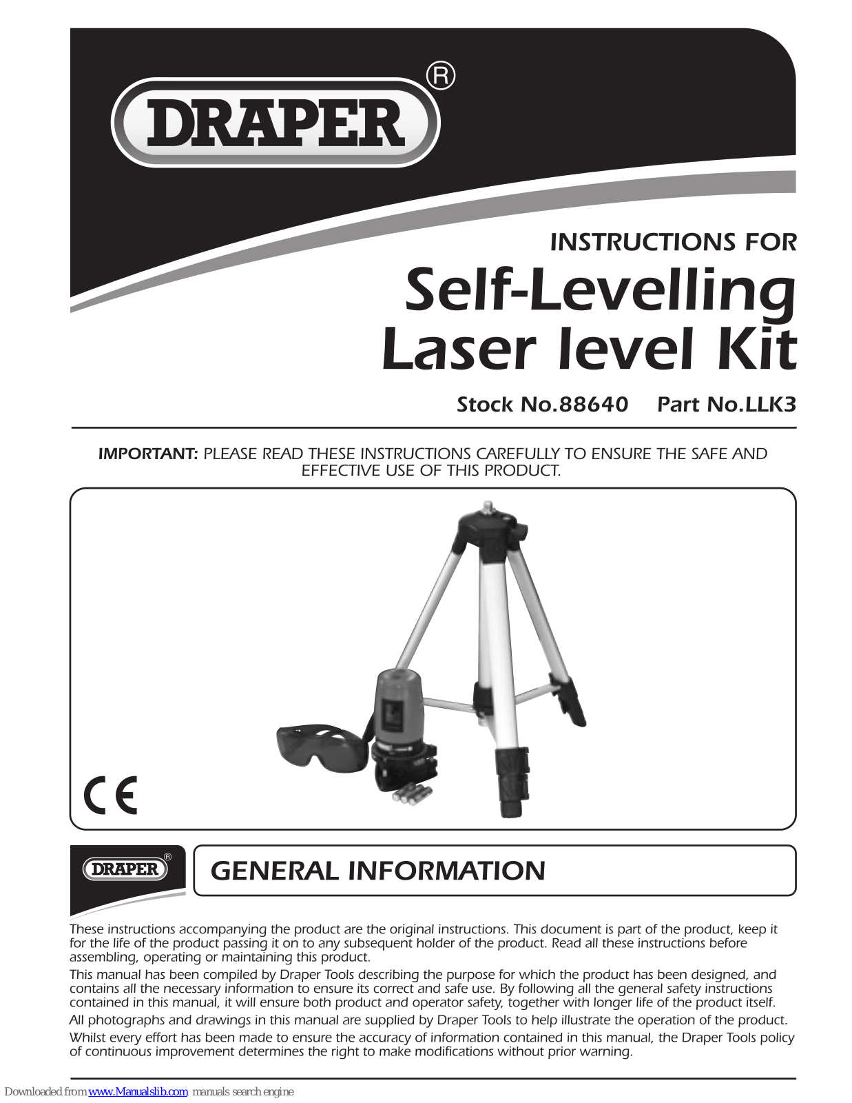 Draper LLK3, 88640 Instructions Manual - ManualMachine.com