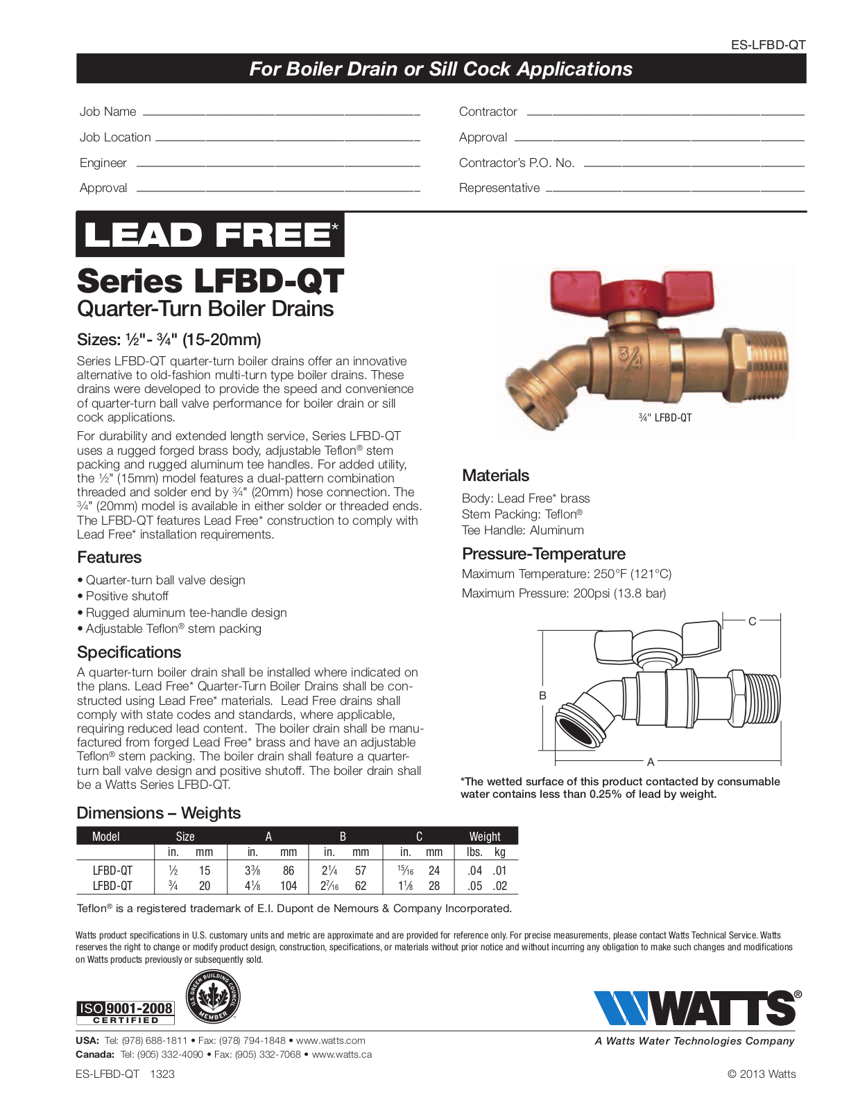 Watts LFBD-QT User Manual