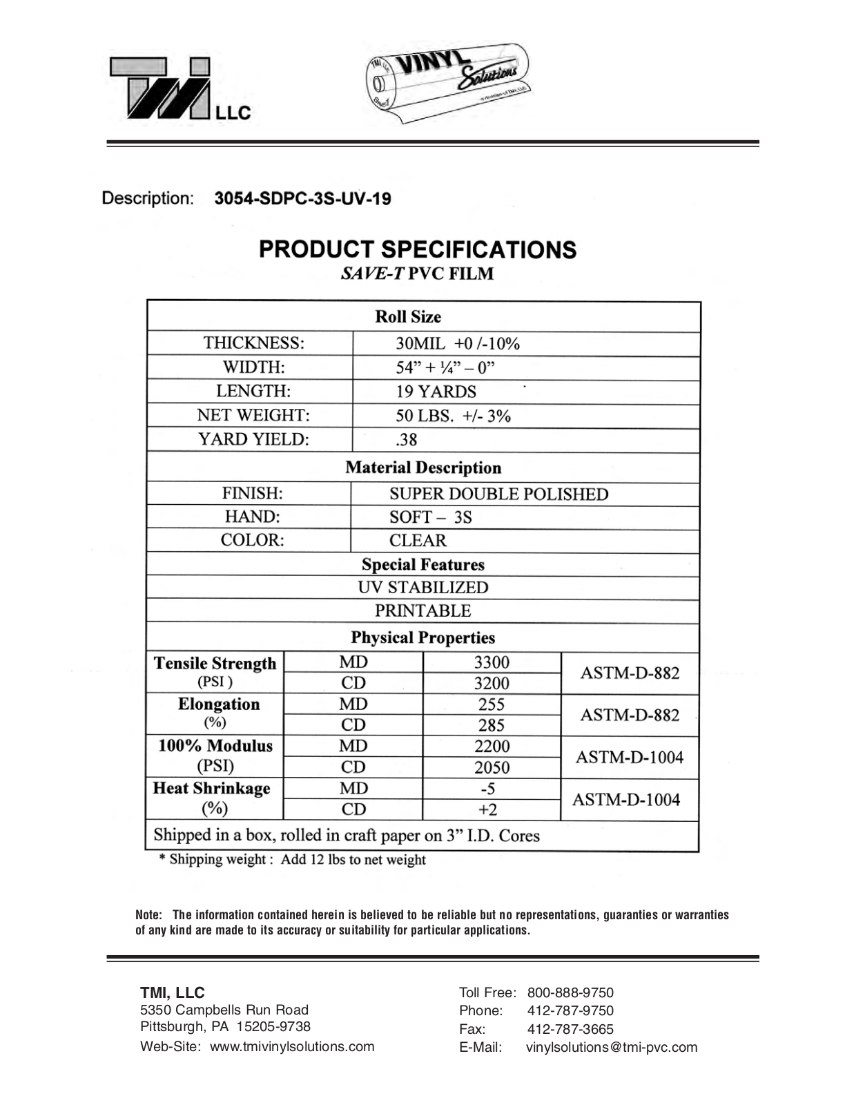 Tmi 3054-SDPC-3S-UV-19 User Manual