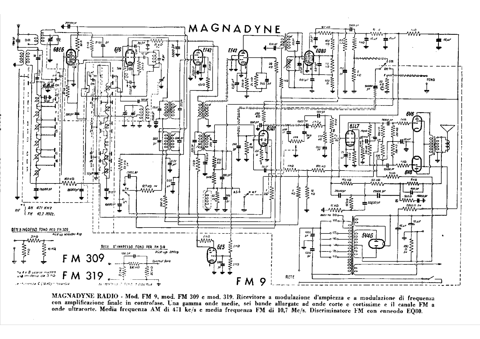 Magnadyne fm9, fm309, fm319 schematic