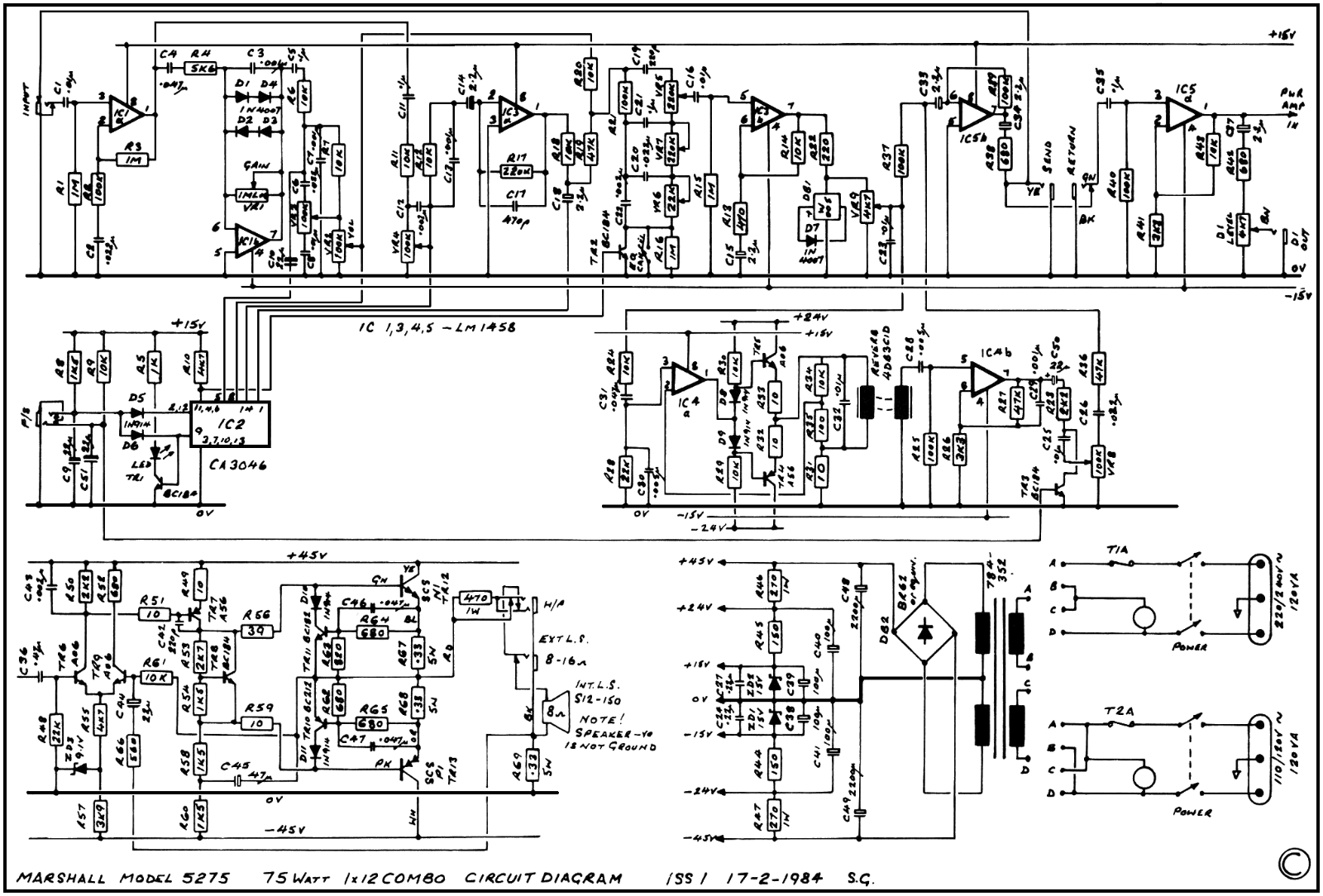 Marshall 5275-75W Schematic